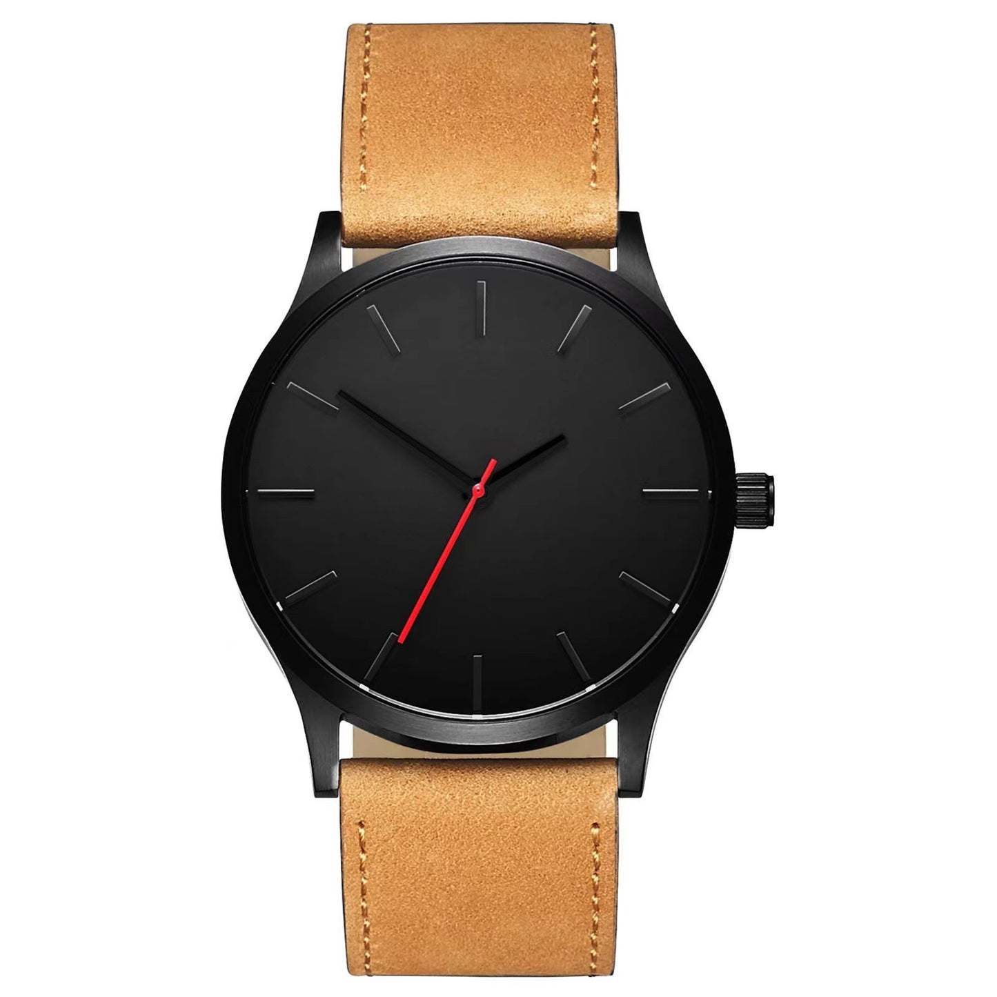 Men’s Large Dial Quartz Watch with Frosted Belt & Crown Bracelet – Casual & Stylish