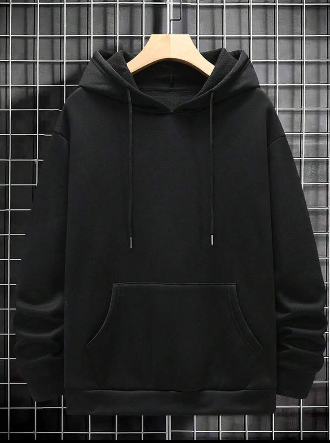 Men’s Classic Black Fleece Plain Hoodie – Warm, Stylish & Soft Cozy Wear