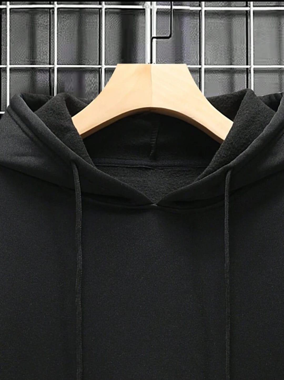 Men’s Classic Black Fleece Plain Hoodie – Warm, Stylish & Soft Cozy Wear