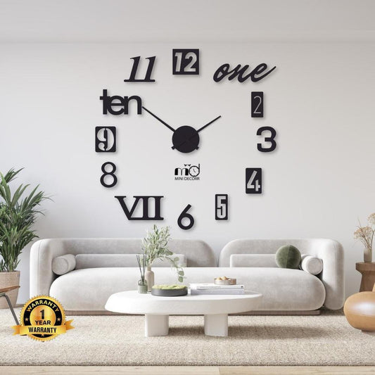 Elegant Wooden Wall Clock with Mixed Digit Design